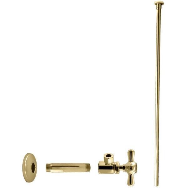 Westbrass Toilet Kit, 1/2" IPS x 3/8" OD x 20" Flat Head in Polished Brass D103KFHX-01